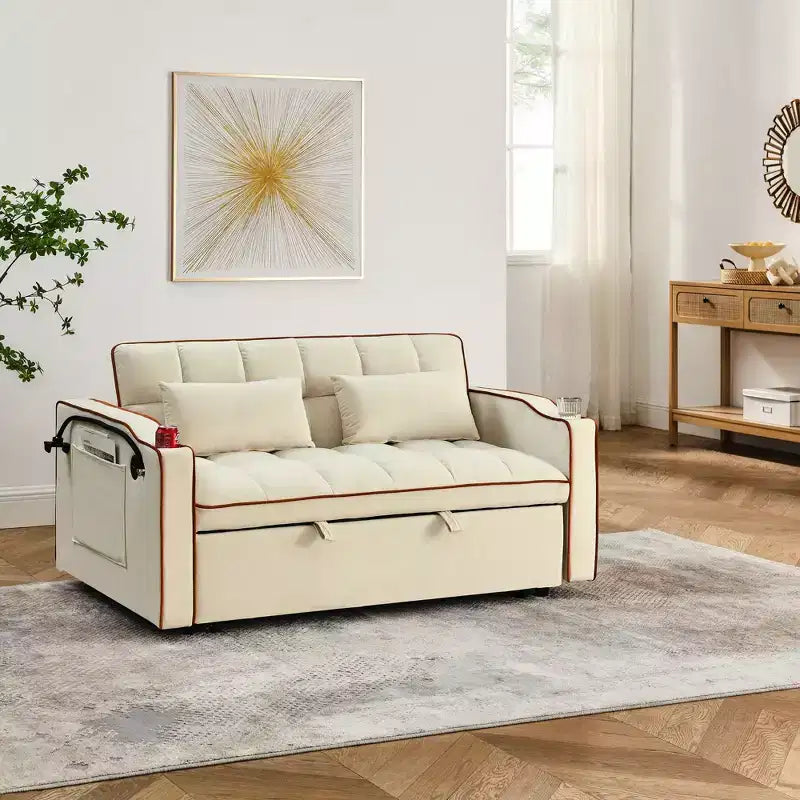 Canapé-lit convertible 55,51'' avec USB, cendrier, support de téléphone - 3 tailles