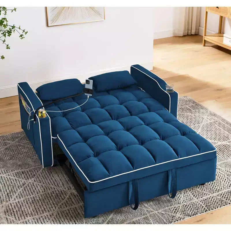Canapé-lit convertible 55,51'' avec USB, cendrier, support de téléphone - 3 tailles