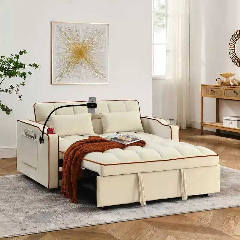 Canapé-lit convertible 55,51'' avec USB, cendrier, support de téléphone - 3 tailles