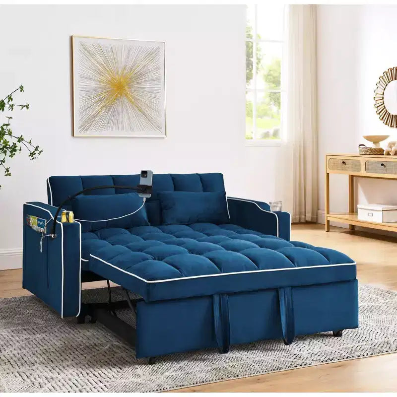 Canapé-lit convertible 55,51'' avec USB, cendrier, support de téléphone - 3 tailles
