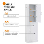 Armoire de Rangement Haute Whisen pour Salle de Bain, Meuble de Rangement sur Pied avec Crochets et Étagères Réglables
