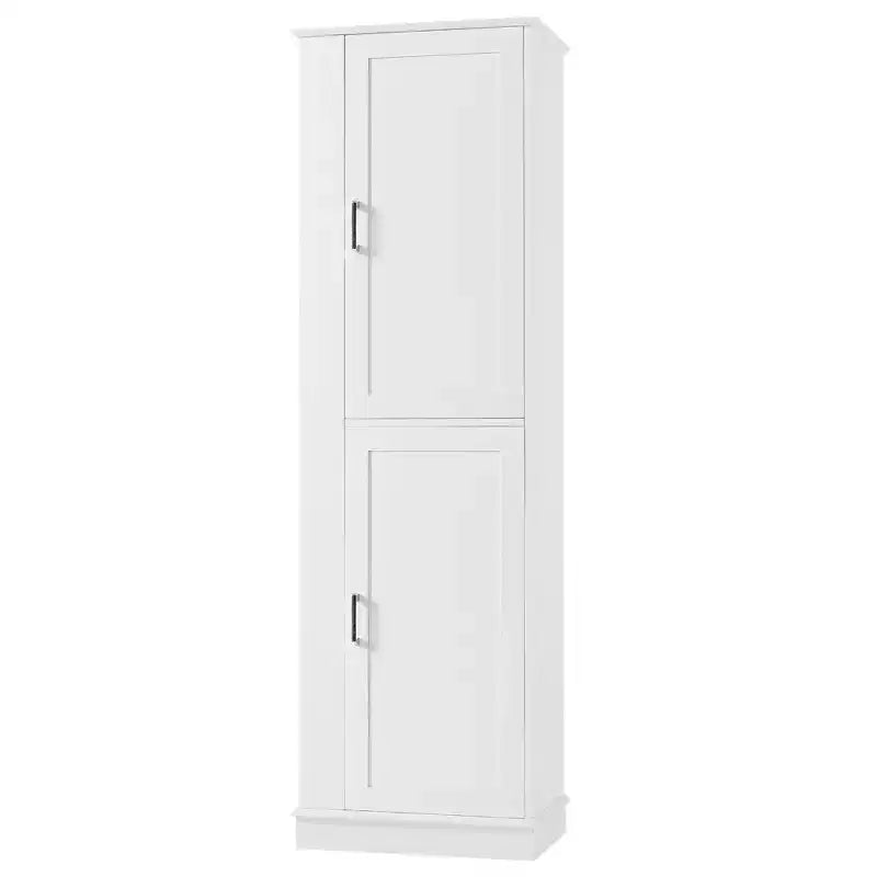 Armoire de Rangement Haute Whisen pour Salle de Bain, Meuble de Rangement sur Pied avec Crochets et Étagères Réglables