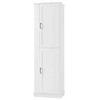 Armoire de Rangement Haute Whisen pour Salle de Bain, Meuble de Rangement sur Pied avec Crochets et Étagères Réglables