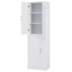 Armoire de Rangement Haute Whisen pour Salle de Bain, Meuble de Rangement sur Pied avec Crochets et Étagères Réglables
