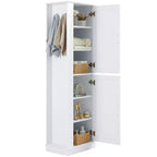 Armoire de Rangement Haute Whisen pour Salle de Bain, Meuble de Rangement sur Pied avec Crochets et Étagères Réglables