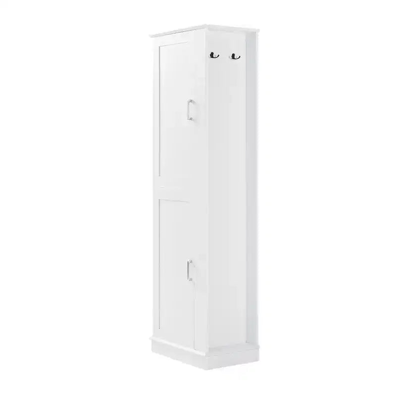 Armoire de Rangement Haute Whisen pour Salle de Bain, Meuble de Rangement sur Pied avec Crochets et Étagères Réglables