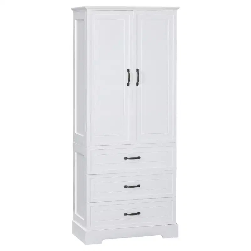 Meuble de salle de bain haut Whisen, grand meuble de rangement à double porte, tiroirs et étagère réglable