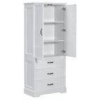 Meuble de salle de bain haut Whisen, grand meuble de rangement à double porte, tiroirs et étagère réglable