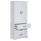 Meuble de salle de bain haut Whisen, grand meuble de rangement à double porte, tiroirs et étagère réglable