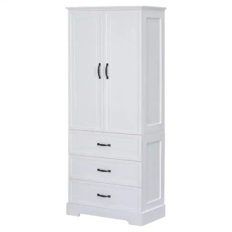 Meuble de salle de bain haut Whisen, grand meuble de rangement à double porte, tiroirs et étagère réglable