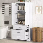 Meuble de salle de bain haut Whisen, grand meuble de rangement à double porte, tiroirs et étagère réglable