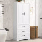 Meuble de salle de bain haut Whisen, grand meuble de rangement à double porte, tiroirs et étagère réglable