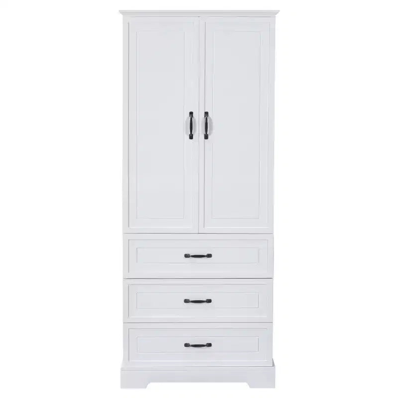 Meuble de salle de bain haut Whisen, grand meuble de rangement à double porte, tiroirs et étagère réglable