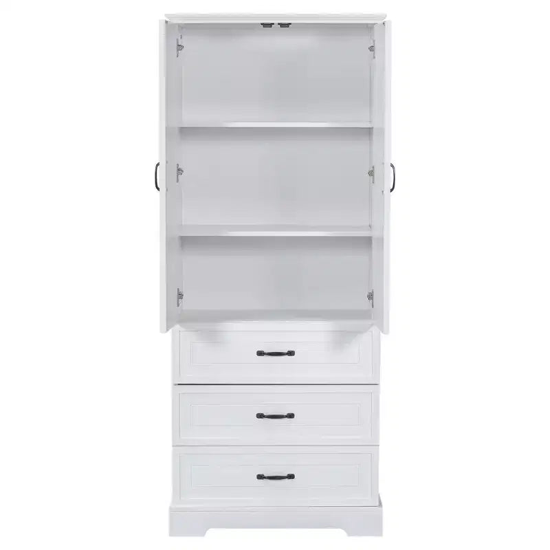 Meuble de salle de bain haut Whisen, grand meuble de rangement à double porte, tiroirs et étagère réglable
