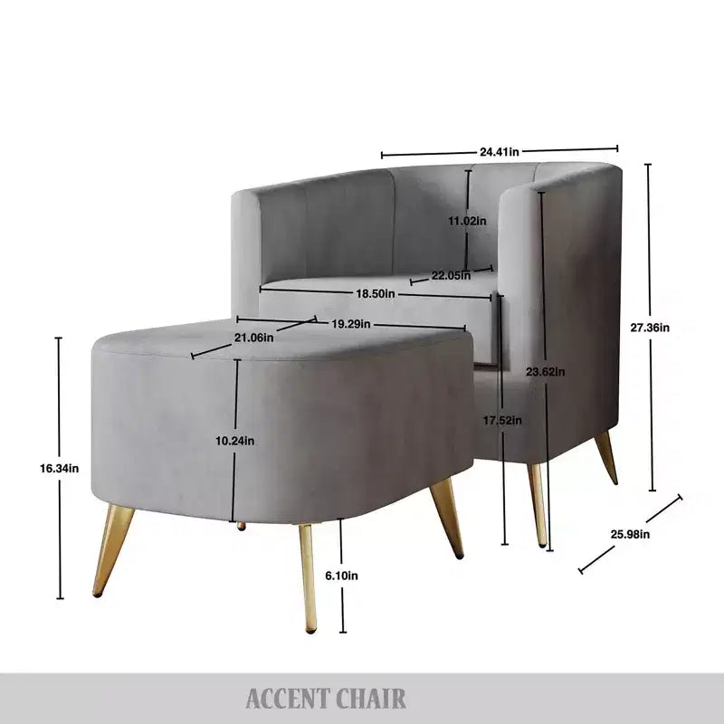 ChaletPosh Fauteuil d'appoint avec tabouret
