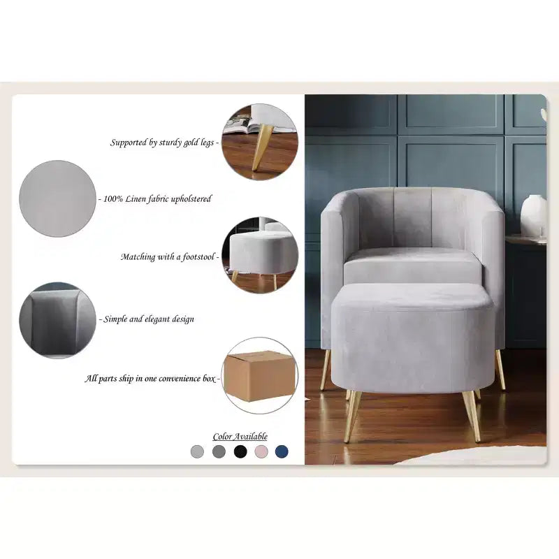 ChaletPosh Fauteuil d'appoint avec tabouret