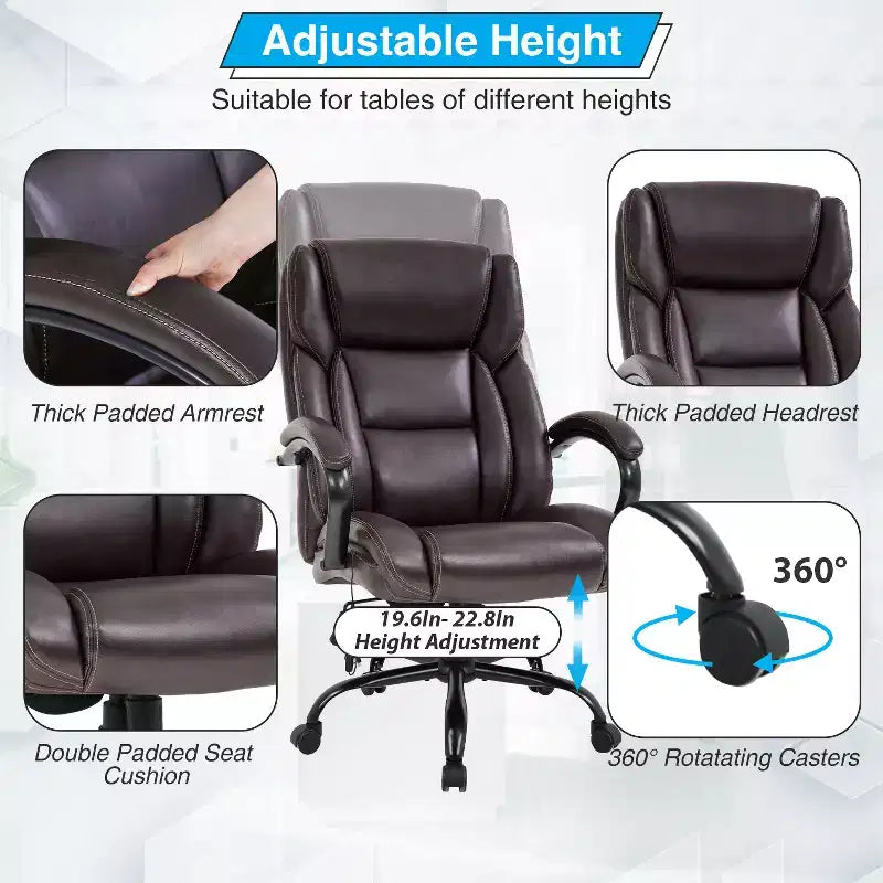 Chaise de bureau grande taille BestMassage 500lbs Chaise de direction Chaise d'ordinateur avec support lombaire