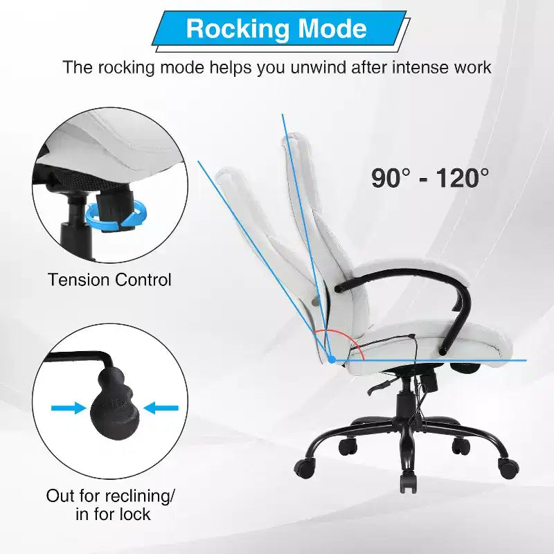 Chaise de bureau grande taille BestMassage 500lbs Chaise de direction Chaise d'ordinateur avec support lombaire