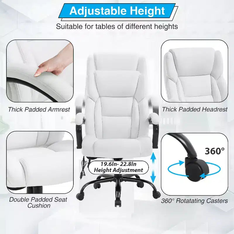 Chaise de bureau grande taille BestMassage 500lbs Chaise de direction Chaise d'ordinateur avec support lombaire