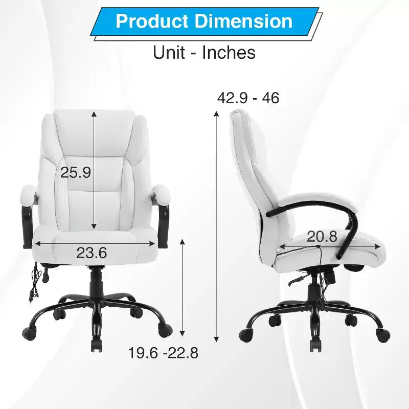 Chaise de bureau grande taille BestMassage 500lbs Chaise de direction Chaise d'ordinateur avec support lombaire