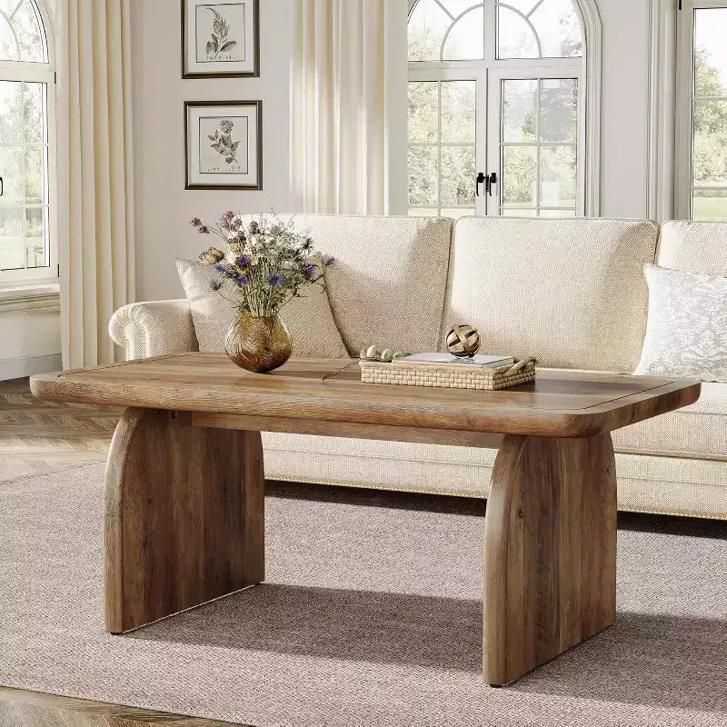 Table basse rectangulaire Lantine, table d'appoint basse de 47 pouces en bois style ferme, montage facile