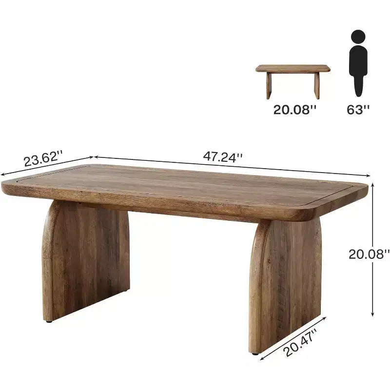 Table basse rectangulaire Lantine, table d'appoint basse de 47 pouces en bois style ferme, montage facile