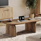 Table basse rectangulaire Lantine, table d'appoint basse de 47 pouces en bois style ferme, montage facile
