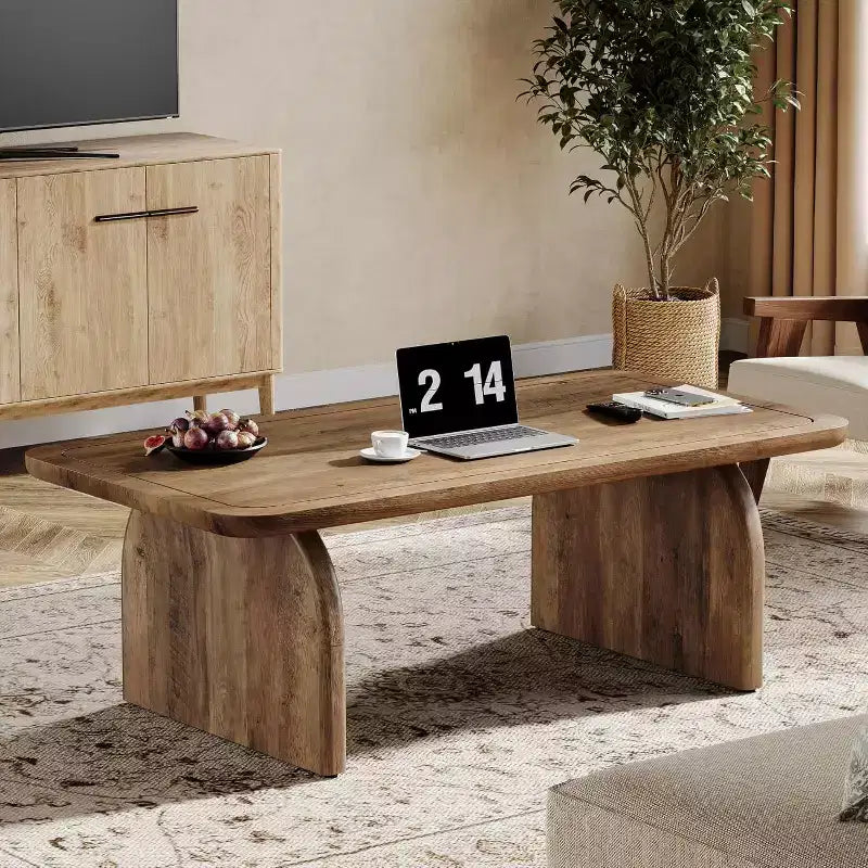 Table basse rectangulaire Lantine, table d'appoint basse de 47 pouces en bois style ferme, montage facile
