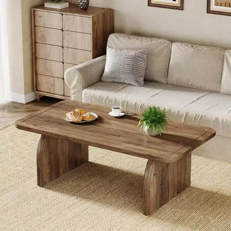 Table basse rectangulaire Lantine, table d'appoint basse de 47 pouces en bois style ferme, montage facile