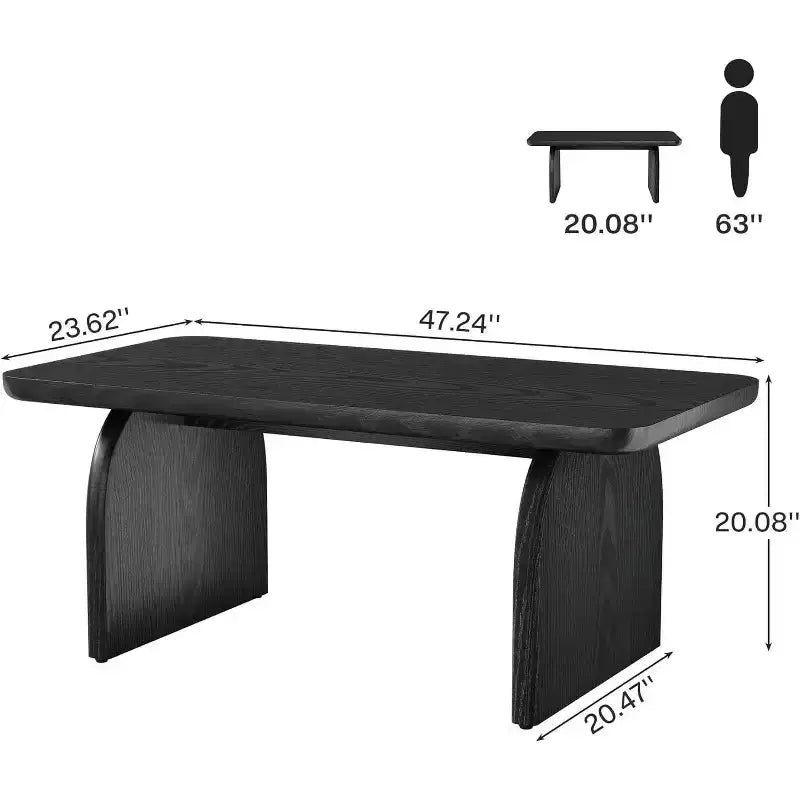 Table basse rectangulaire Lantine, table d'appoint basse de 47 pouces en bois style ferme, montage facile