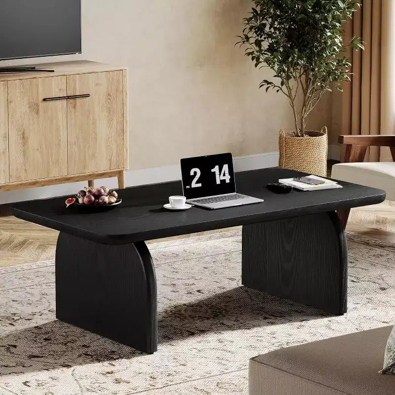 Table basse rectangulaire Lantine, table d'appoint basse de 47 pouces en bois style ferme, montage facile