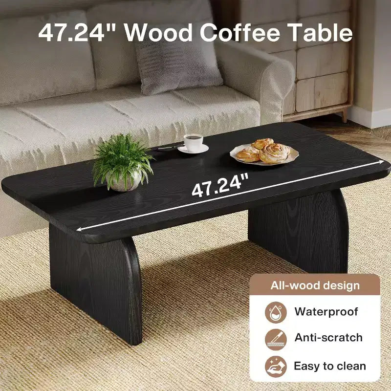 Table basse rectangulaire Lantine, table d'appoint basse de 47 pouces en bois style ferme, montage facile