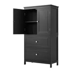 Meuble de rangement de salle de bain Whisen, meuble avec portes doubles, tiroirs et étagère réglable