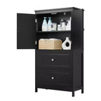 Meuble de rangement de salle de bain Whisen, meuble avec portes doubles, tiroirs et étagère réglable