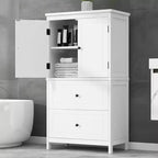 Meuble de rangement de salle de bain Whisen, meuble avec portes doubles, tiroirs et étagère réglable