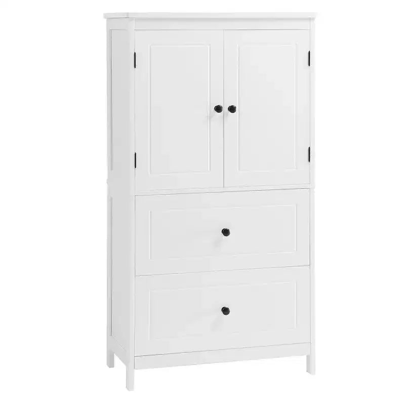 Meuble de rangement de salle de bain Whisen, meuble avec portes doubles, tiroirs et étagère réglable
