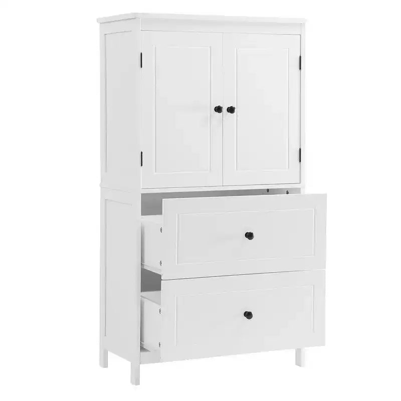 Meuble de rangement de salle de bain Whisen, meuble avec portes doubles, tiroirs et étagère réglable