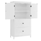 Meuble de rangement de salle de bain Whisen, meuble avec portes doubles, tiroirs et étagère réglable