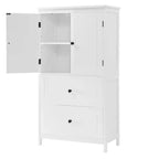 Meuble de rangement de salle de bain Whisen, meuble avec portes doubles, tiroirs et étagère réglable