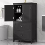 Meuble de rangement de salle de bain Whisen, meuble avec portes doubles, tiroirs et étagère réglable