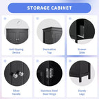 Meuble de rangement de salle de bain Whisen, meuble avec portes doubles, tiroirs et étagère réglable