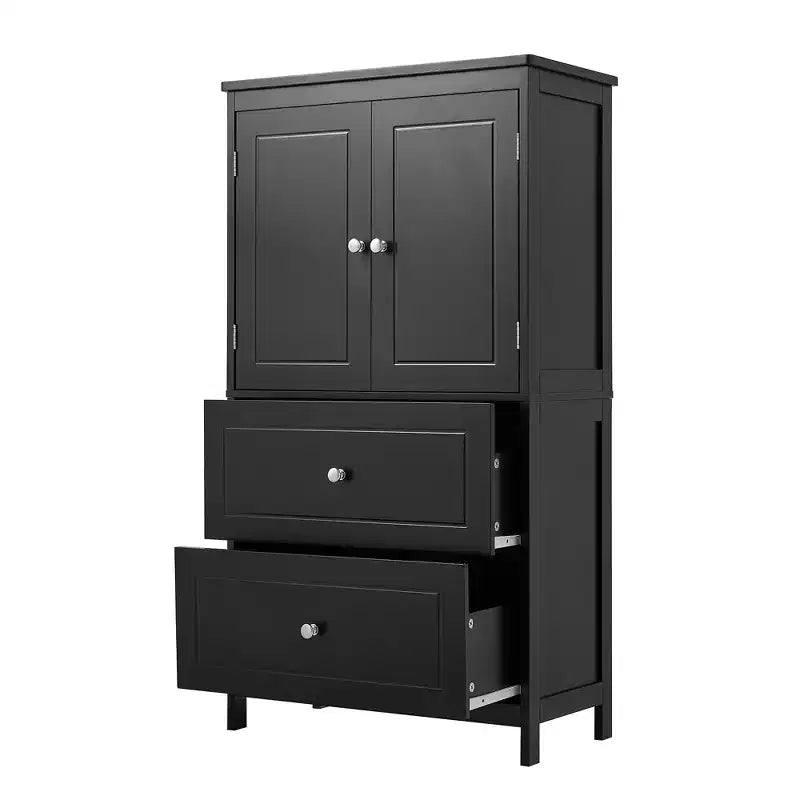 Meuble de rangement de salle de bain Whisen, meuble avec portes doubles, tiroirs et étagère réglable