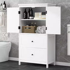 Meuble de rangement de salle de bain Whisen, meuble avec portes doubles, tiroirs et étagère réglable