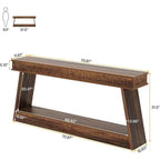 Console de style rustique Lantine à 2 niveaux, table d'entrée très longue de 180 cm avec rangement