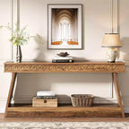 Console de style rustique Lantine à 2 niveaux, table d'entrée très longue de 180 cm avec rangement