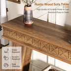 Console de style rustique Lantine à 2 niveaux, table d'entrée très longue de 180 cm avec rangement