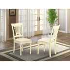 Chaises HomeStock en tissu de lin capitonnées en bois massif pour salle à manger, lot de 2