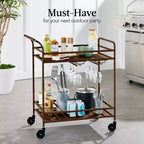 Chariot de bar roulant à 2 niveaux Best Choice Products, intérieur/extérieur avec étagères de rangement, casier à vin, roulettes verrouillables