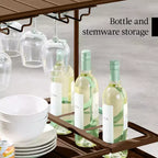Chariot de bar roulant à 2 niveaux Best Choice Products, intérieur/extérieur avec étagères de rangement, casier à vin, roulettes verrouillables