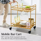 Chariot de bar roulant à 2 niveaux Best Choice Products, intérieur/extérieur avec étagères de rangement, casier à vin, roulettes verrouillables